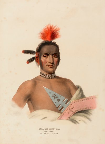 MOA-NA-HON-GA. GREAT WALKER. AN IOWAY CHIEF, extrait de History of the Indian Tribes of North America (Histoire des tribus indiennes d