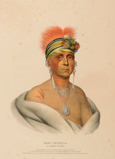 MON-CHONSIA. A KANSAS CHIEF, extrait de History of the Indian Tribes of North America (Histoire des tribus indiennes d