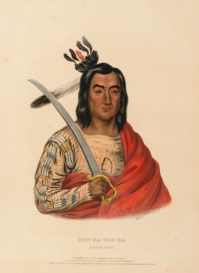 MON-KA-USH-KA. A SIOUX CHIEF, extrait de History of the Indian Tribes of North America (Histoire des tribus indiennes d