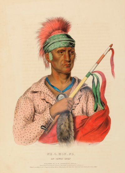 NE-O-MON-NE, AN IOWAY CHIEF, extrait de History of the Indian Tribes of North America (Histoire des tribus indiennes d