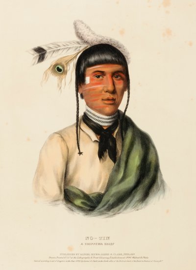 NO-TIN. A CHIPPEWA CHIEF, extrait de History of the Indian Tribes of North America (Histoire des tribus indiennes d