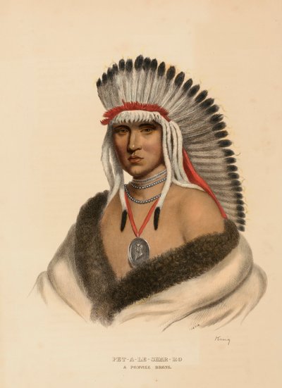 PET-A-LE-SHAR-RO. A PAWNEE BRAVE, extrait de History of the Indian Tribes of North America (Histoire des tribus indiennes d
