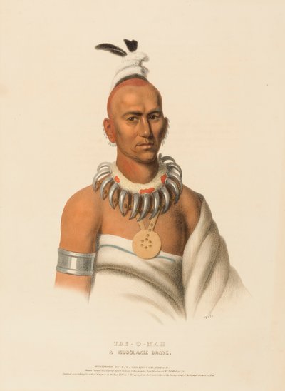 TAI-O-MAH. A MUSQUAKEE BRAVE, extrait de History of the Indian Tribes of North America (Histoire des tribus indiennes d
