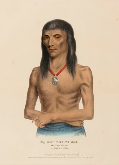 WA-BISH-KEE-PE-NAS. Le pigeon blanc. A CHIPPEWA, extrait de History of the Indian Tribes of North America (Histoire des tribus indiennes d