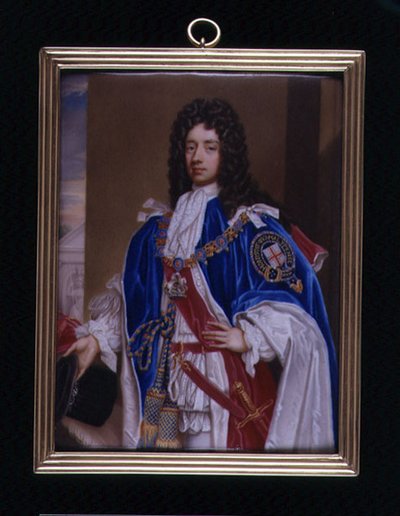 Portrait miniature de John Manners, 2e duc de Rutland (1676-1721) en robes de la Jarretière, vers 1715 - Charles Boit