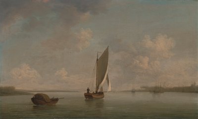 Un smack sous voile par légère brise dans une rivière - Charles Brooking