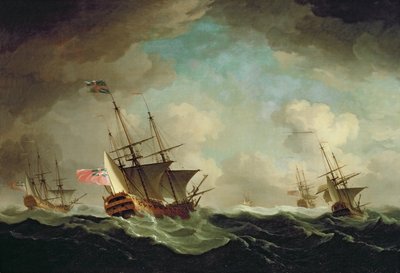 Une escadre au vent, vers 1750 - Charles Brooking