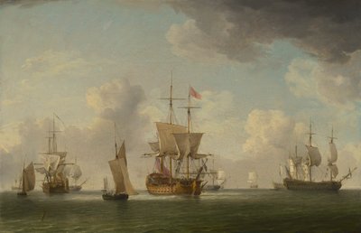 Navires anglais sous voile par une brise très légère - Charles Brooking