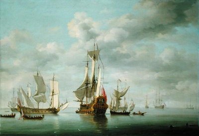 Navires de guerre au calme - Charles Brooking