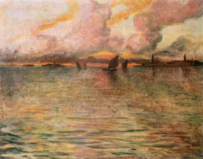 Paysage marin avec vue lointaine de Venise - Charles Cottet