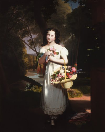 Petite Fille avec des Fleurs Amelia Palmer - Charles Cromwell Ingham