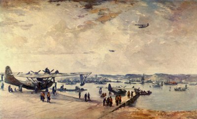 Une station-service - Hydravions, Seconde Guerre mondiale, 1944 - Charles Cundall