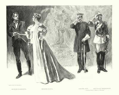 Rudolph Rassendyll, Princesse Flavia, Colonel Sapt, Lieutenant Bernenstein (lithographie) - Charles Dana Gibson