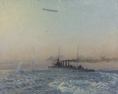Le combat du HMAS Sydney avec un Zeppelin en mer du Nord, 1918 - Charles David Jones Bryant