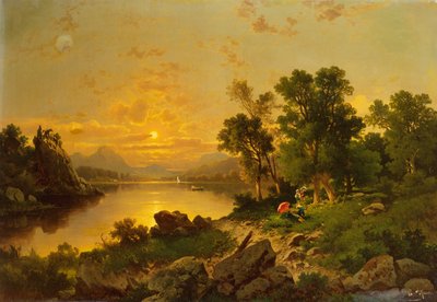 Un vaste paysage lacustre - Charles Delfauer