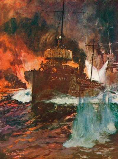 Une attaque de nuit. Torpilleurs au travail, vers 1918-1919 - Charles Dixon