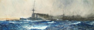 HMS Iron Duke en tête des autres navires de la flotte - Charles Dixon