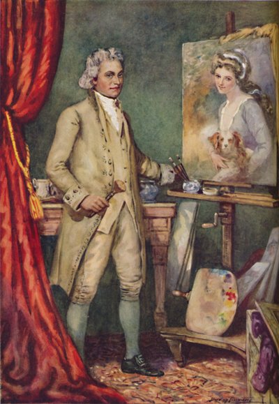 George Romney - Travaillant sur un tableau de son modèle préféré, vers 1925 - Charles Dudley Tennant