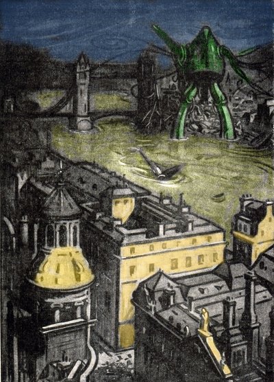 Illustration de M. Dudouyt pour le roman de Herbert George Wells (1866-1946) 