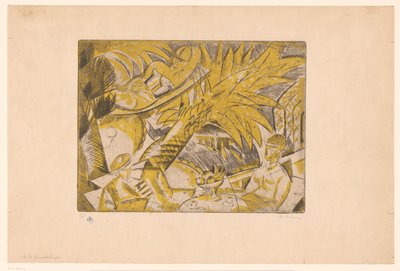 Figures prenant un bain de soleil sous un palmier - Charles Dufresne (signed by artist)