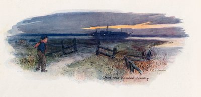 Les grandes espérances, Pip dans les marais (lithographie couleur) - Charles Edmund (after) Brock