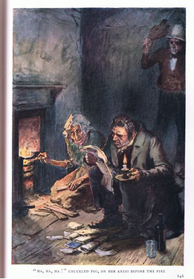 Ha, ha, ha! ricana Peg, à genoux devant le feu - Charles Edmund Brock