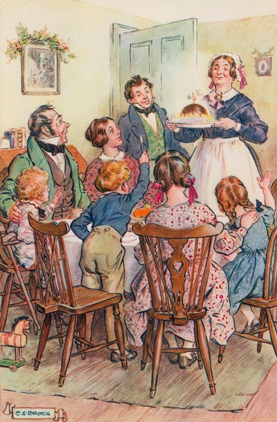 Illustration pour Un chant de Noël de Charles Dickens - Charles Edmund Brock