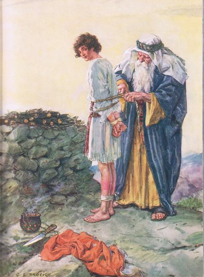 Isaac doit-il mourir ? illustration de Through the Bible, Virtue Publishing, 1928 - Charles Edmund Brock