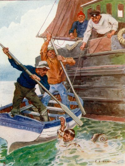 Les deux hommes dans le bateau ont commencé à frapper et creuser frénétiquement un objet répugnant - Charles Edmund Brock