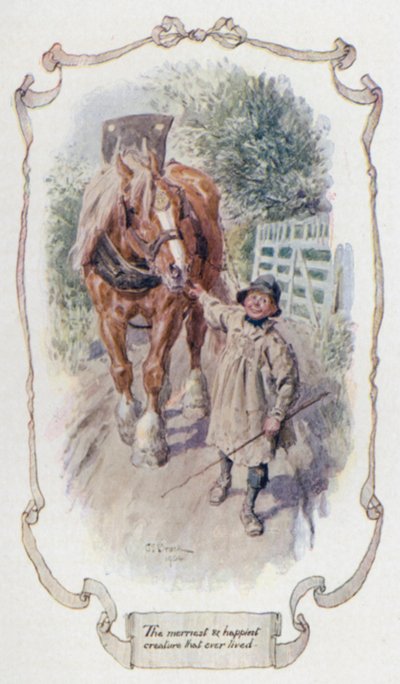 La créature la plus joyeuse et la plus heureuse qui ait jamais vécu (lithographie en couleur) - Charles Edmund Brock