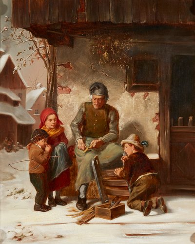 Réparation du traîneau - Charles Edouard (attr.to) Frere