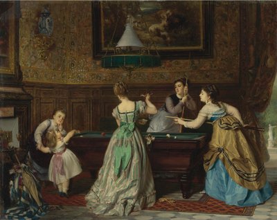 Dames jouant au billard, 1869 - Charles Edouard Boutibonne