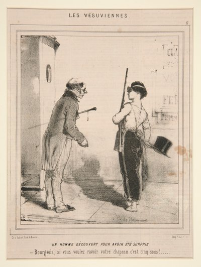 Un homme découvert pour avoir été surpris, de la série Les Vésuviennes publiée dans Le Charivari - Charles Edouard de Beaumont