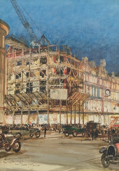 Construction du Nouveau Bâtiment pour Bourne et Hollingsworth, Oxford Street, Londres - Charles Edward Dixon