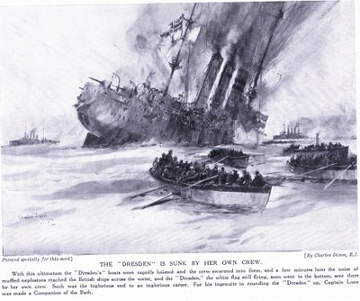 Le Dresden est coulé par son propre équipage, mars 1915 - Charles Edward Dixon