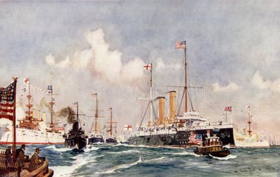 Le vaisseau amiral Crescent à Bar Harbour, 1900 - Charles Edward Dixon
