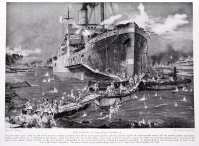 Le débarquement à la péninsule de Gallipoli, illustration de 