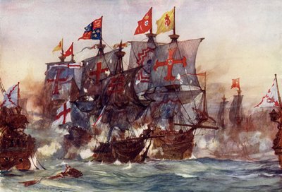 Le Dernier Combat de la Revenge, au large de Flores, aux Açores, 1591 - Charles Edward Dixon