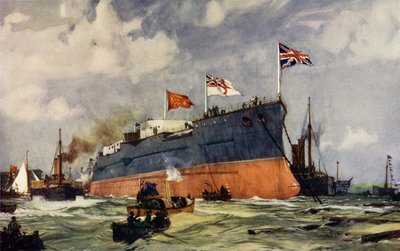 Le lancement du London à Portsmouth - Charles Edward Dixon