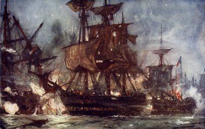 Le Majestic à la bataille du Nil, 1798 - Charles Edward Dixon