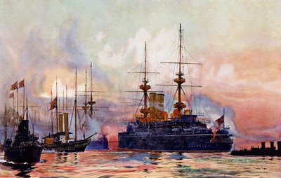 Le Prince George à Spithead : le requiem naval de la reine Victoria - Charles Edward Dixon
