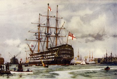 La Victoire à Portsmouth, entrée au port de la dernière commission en novembre 1812 - Charles Edward Dixon