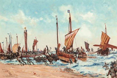 Le débarquement de Guillaume le Conquérant à Hastings, le 28 septembre 1066 - Charles Edward Dixon