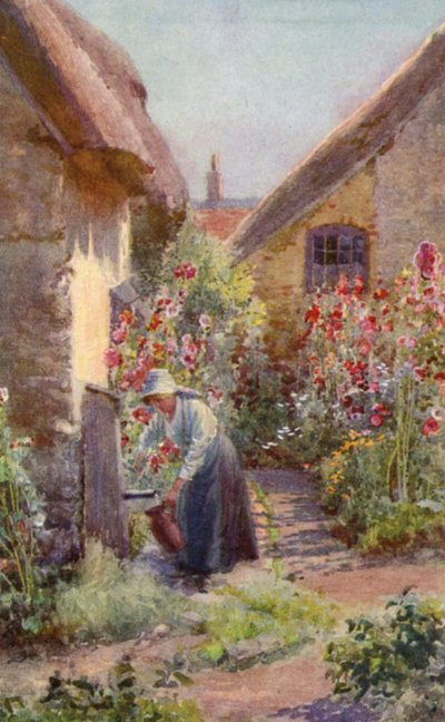 Rose trémière dans un jardin de cottage - Charles Edwin Flower