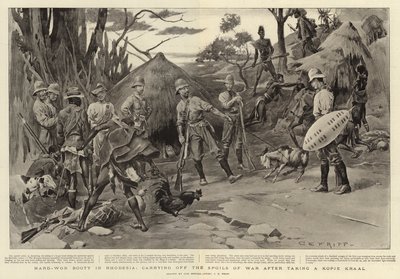 Butin durement gagné en Rhodésie, emportant les dépouilles de guerre après avoir pris un kraal de Kopje - Charles Edwin Fripp