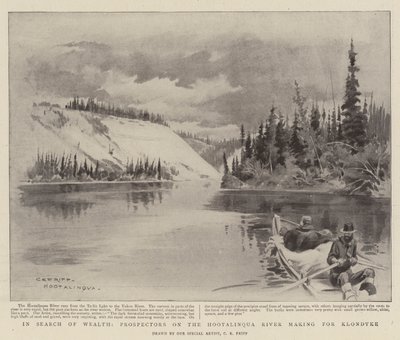 À la recherche de la richesse, prospecteurs sur la rivière Hootalinqua en route pour le Klondyke - Charles Edwin Fripp
