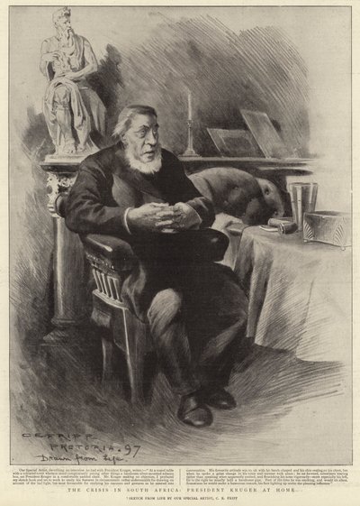 La crise en Afrique du Sud, le président Kruger chez lui - Charles Edwin Fripp