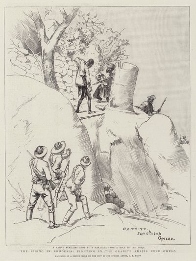 Le soulèvement en Rhodésie, combats dans les Kopjes de granit près de Gwelo - Charles Edwin Fripp