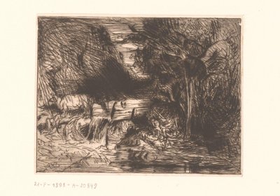 Paysage avec vache et cours d