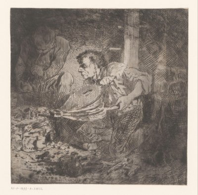 Forgeron avec soufflet - Charles Emile Jacque (attributed to)